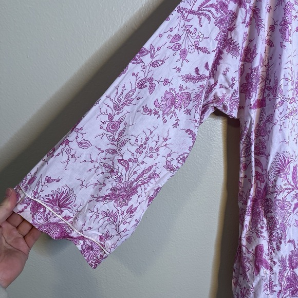 Carol Hochman Nightgown Pj Dress 100 Cotton Floral Pink Long Sleeve Preppy 1X XL - Picture 2 of 12